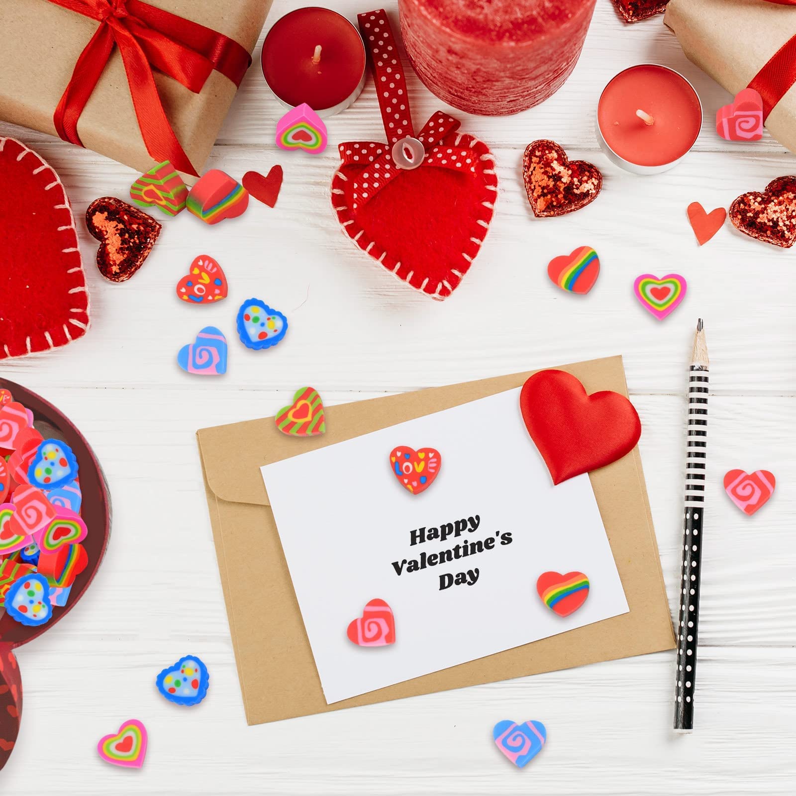 LIGHOON Valentine erasers heart with love pattern ideal for arts and crafts.