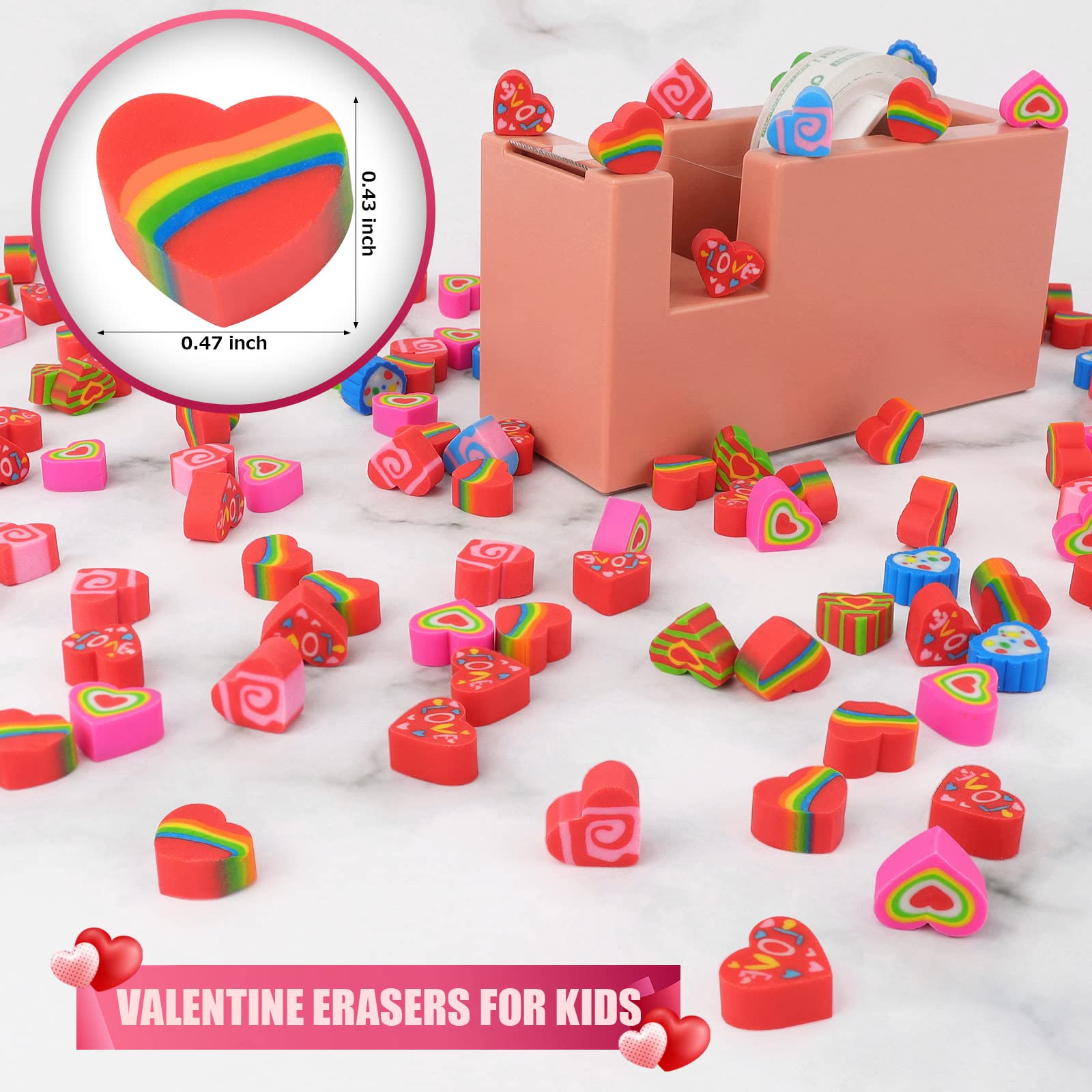 LIGHOON Valentine erasers pastel color set soft hues for notebooks.