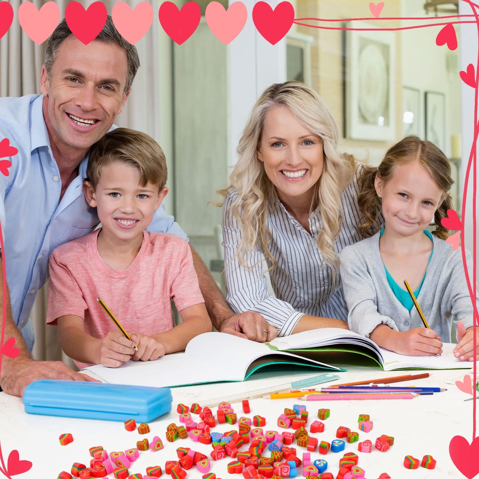 LIGHOON Valentine erasers rainbow design brightens homework and decorate desks.
