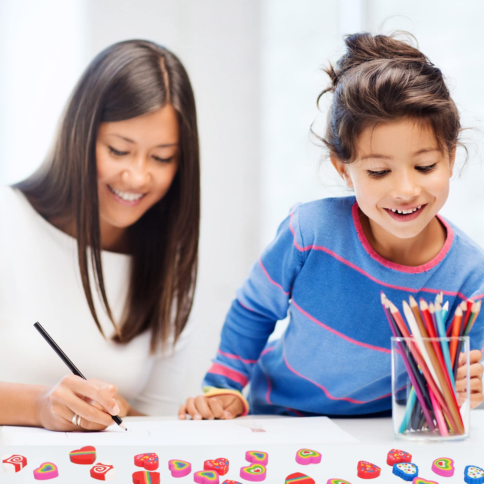 LIGHOON Valentines erasers compact size for classroom decor and prizes