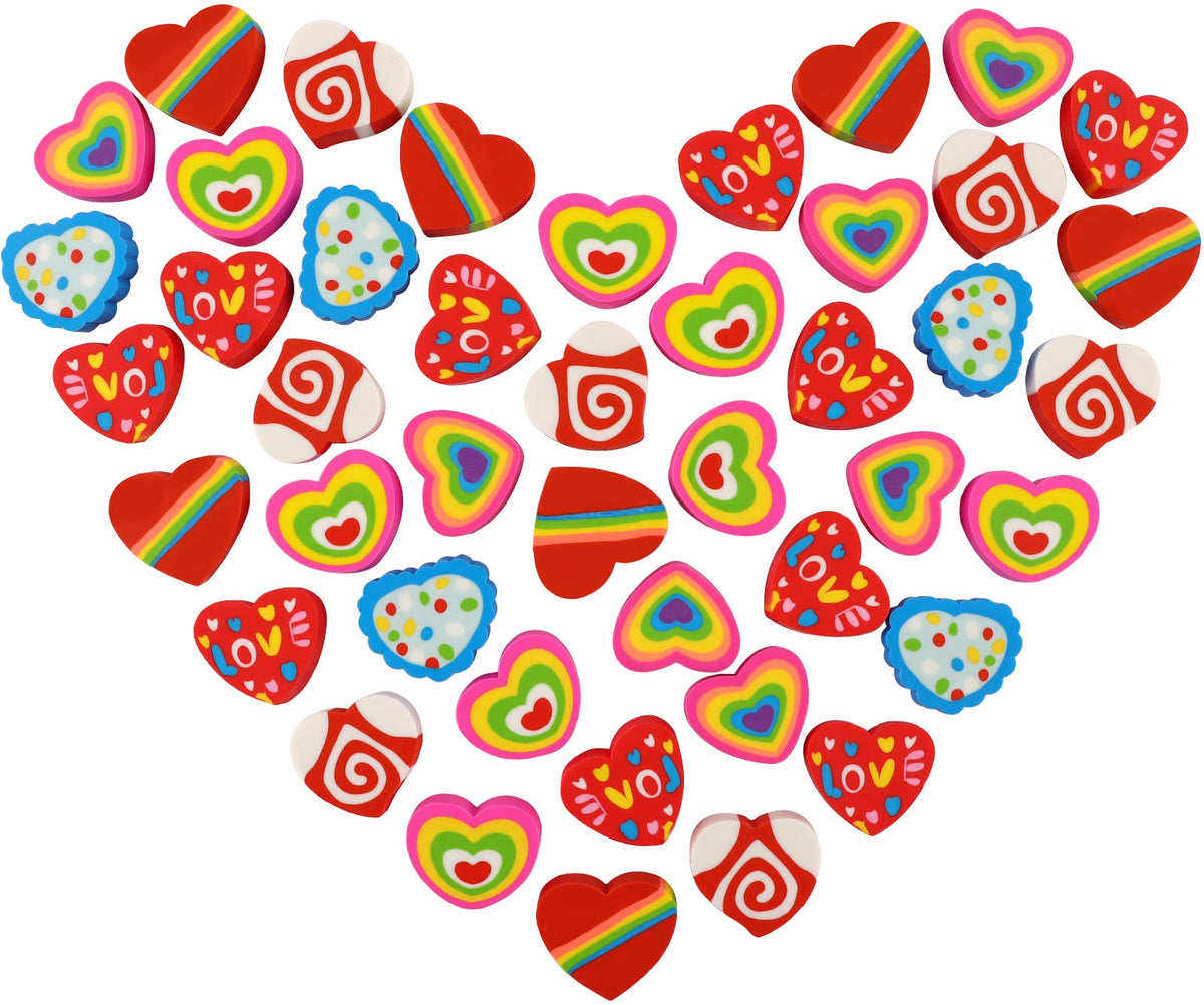 LIGHOON Valentines erasers heart styles pack for classroom rewards