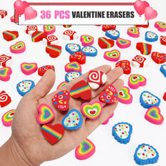 LIGHOON Valentines erasers rainbow design for party favors
