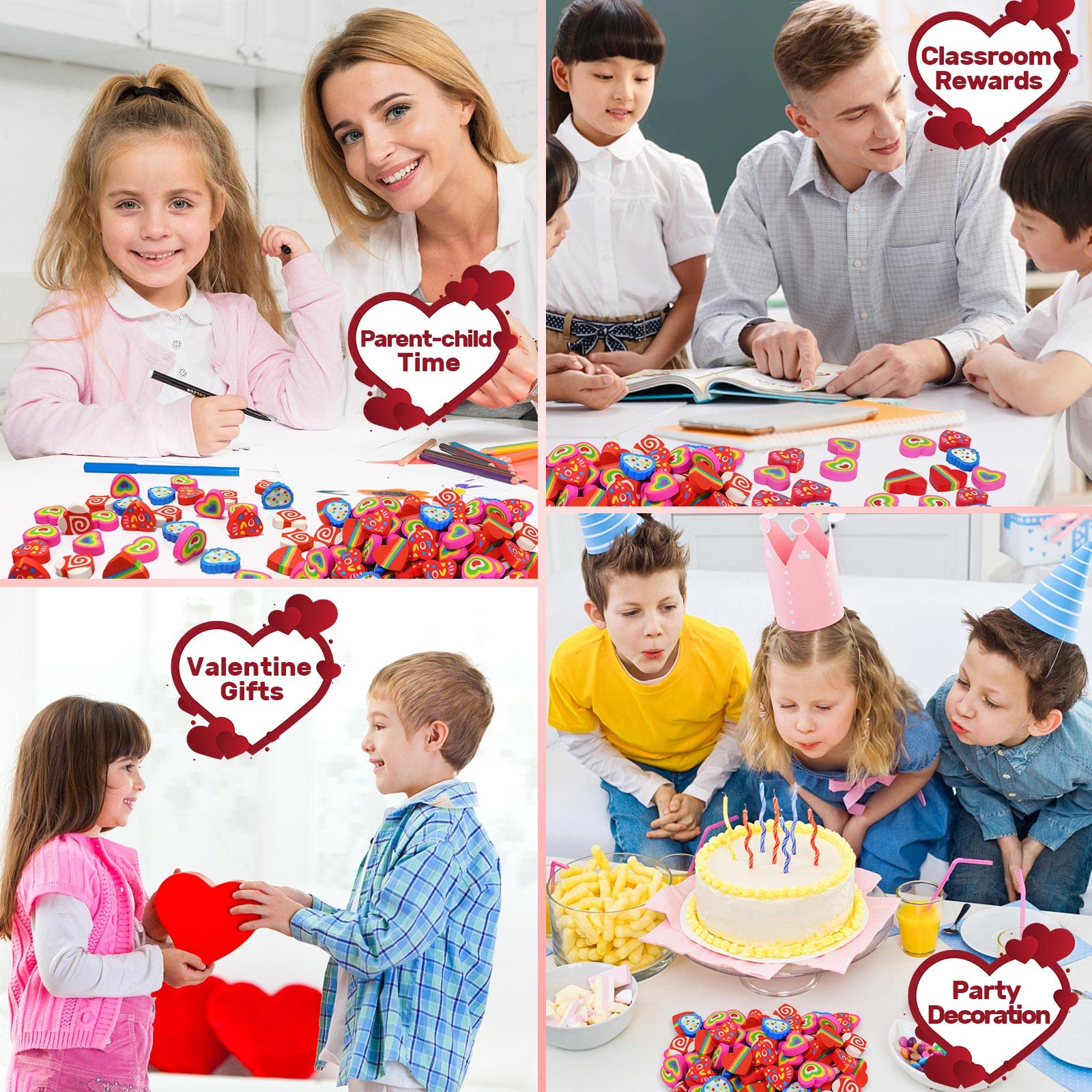 LIGHOON Valentines erasers wave pattern for drawing practice