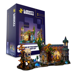 Light My Bricks Rivendell light kit council spotlight on tree trunk enhances display with cinematic lighting