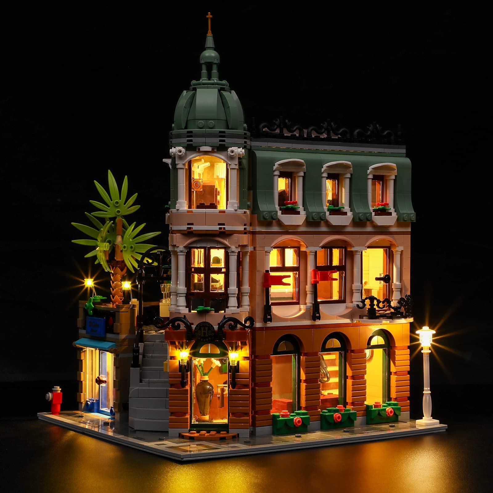 LIGHTAILING LED light kit for LEGO 10297 Boutique Hotel enhances display on any shelf.