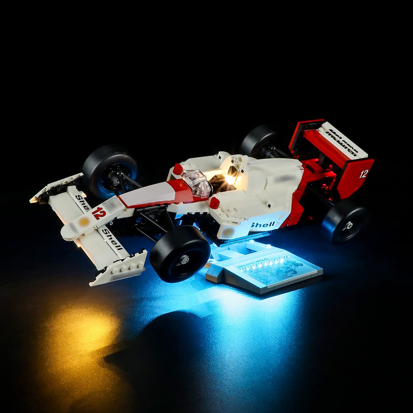 Lightailing McLaren MP4/4 LED kit close-up shows wiring precision.