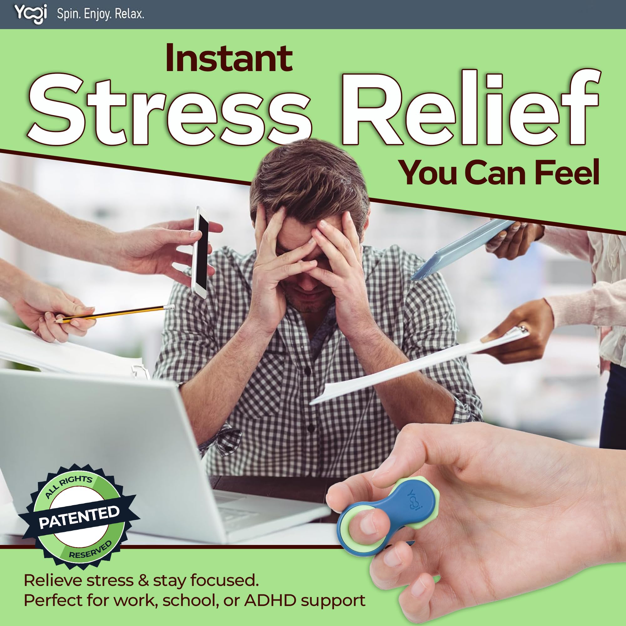 LIGHTBULB IDEAS Yogi Fidget Toy compact size ideal for travel.