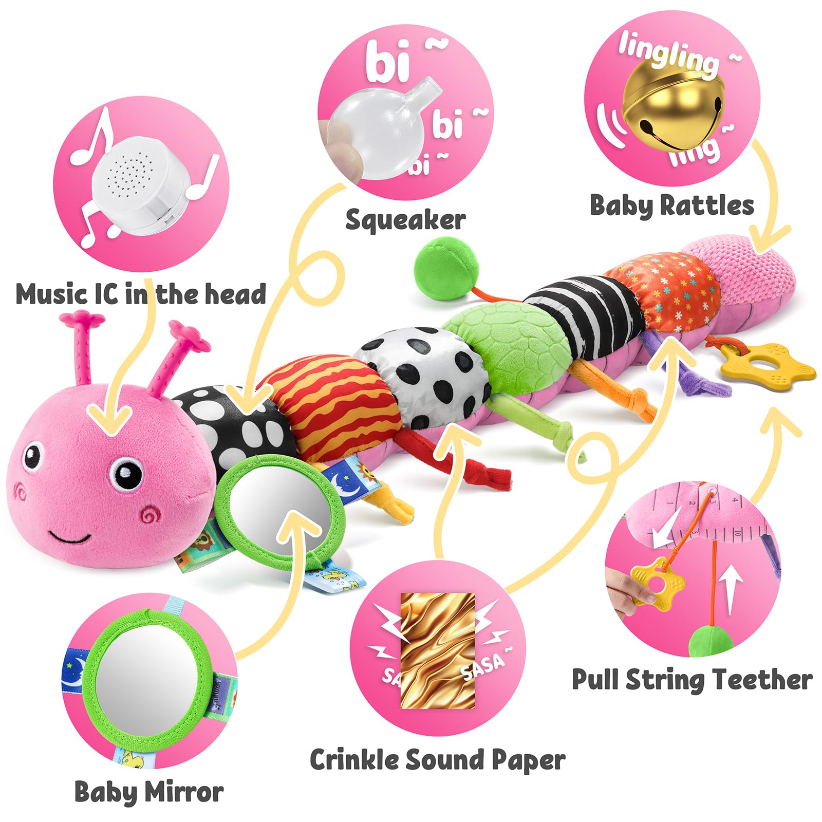LIGHTDESIRE caterpillar mirror and squeak promote visual and auditory cues