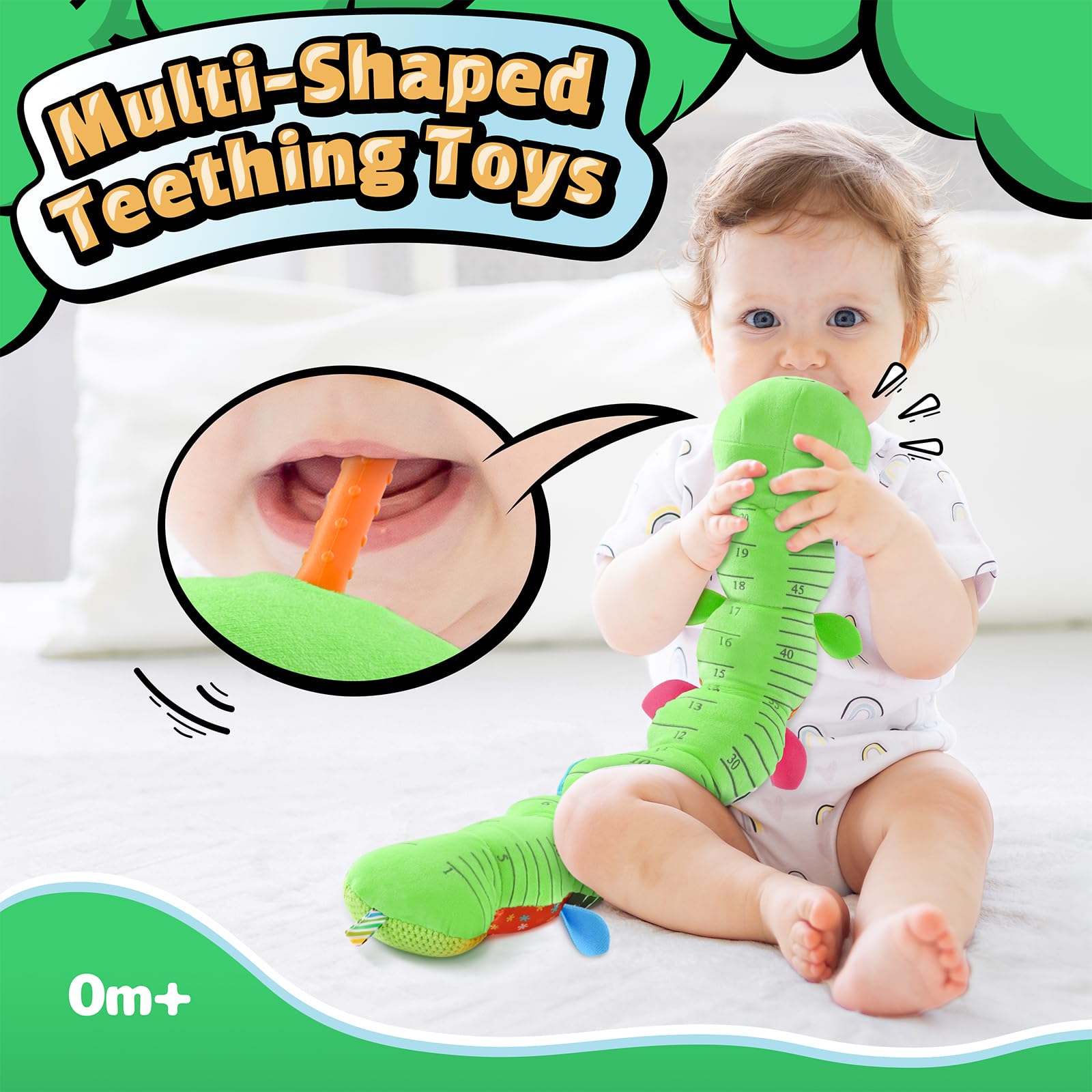 LIGHTDESIRE caterpillar car-seat toy shown in stroller setup supporting multisensory play