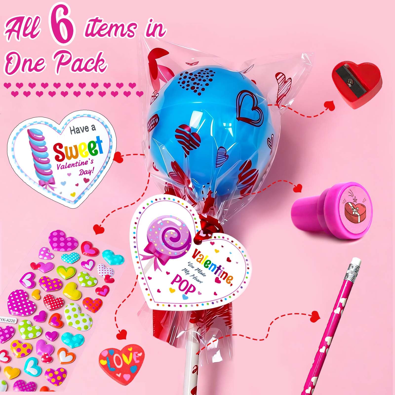 Lihome valentines pencils included—colorful learning accents.