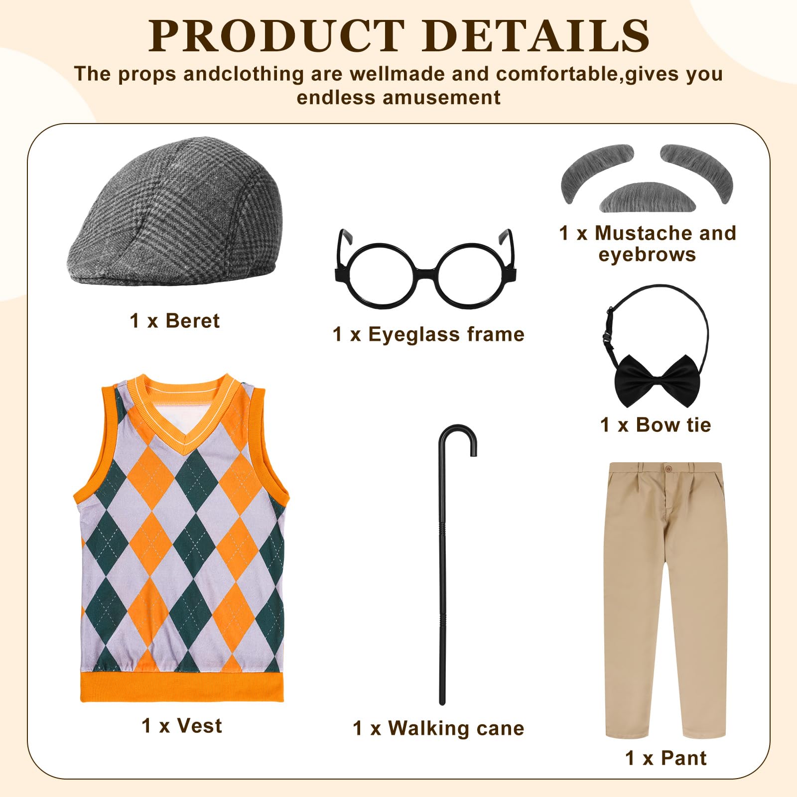 Liitrsh grandpa costume beret, completes retro look for school events and parties.