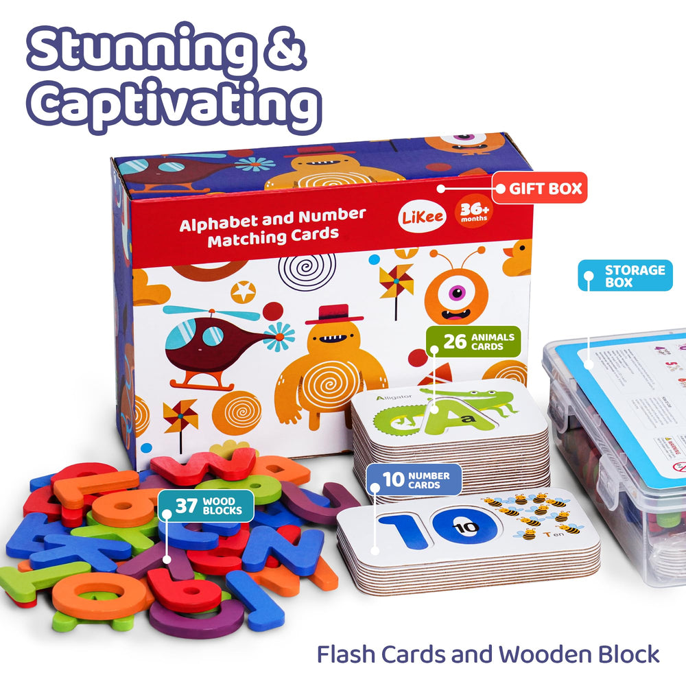 LiKee abc sight words wooden cards – supports matching and language development for toddlers.