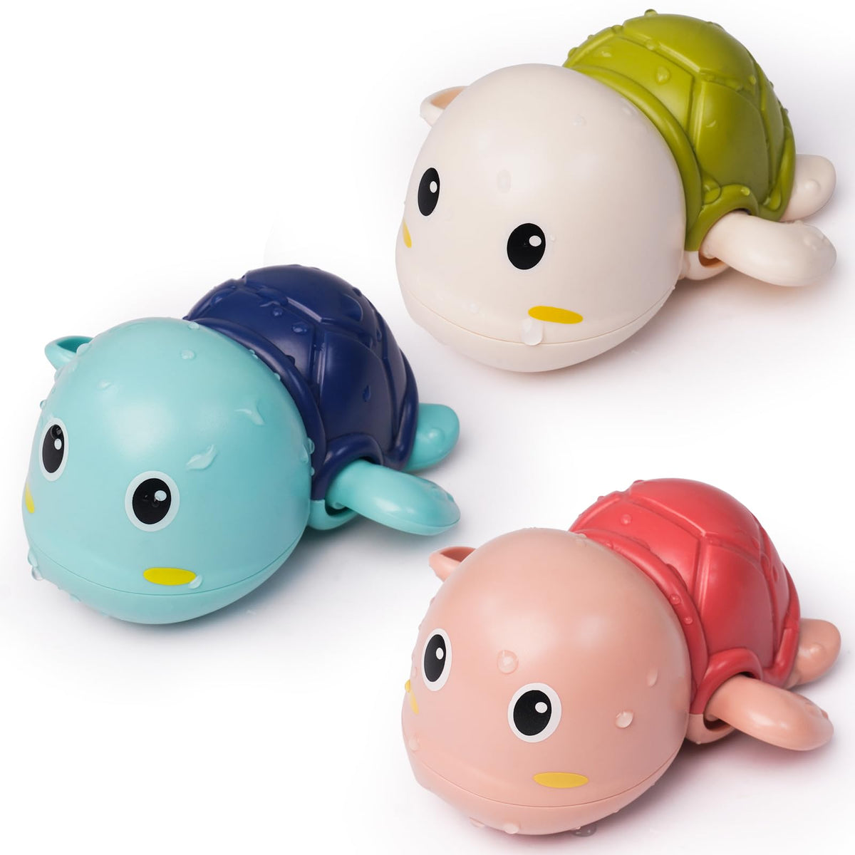 LiKee blue turtle wind-up bath toy gliding in water for bath time fun