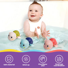 LiKee playful bath scene with floating turtles during bath time