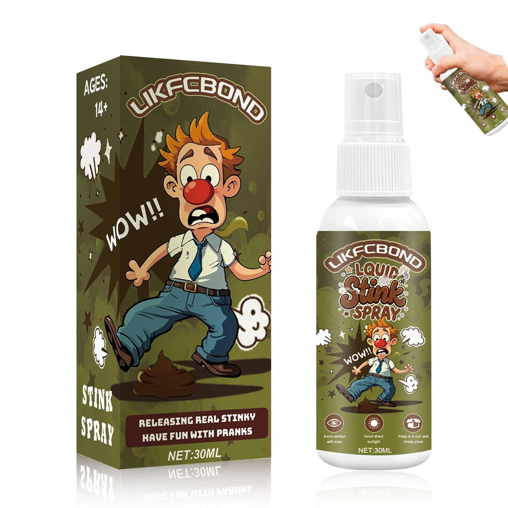 LIKFCBOND stink spray in palm-size compact for stealth pranks and quick laughs.