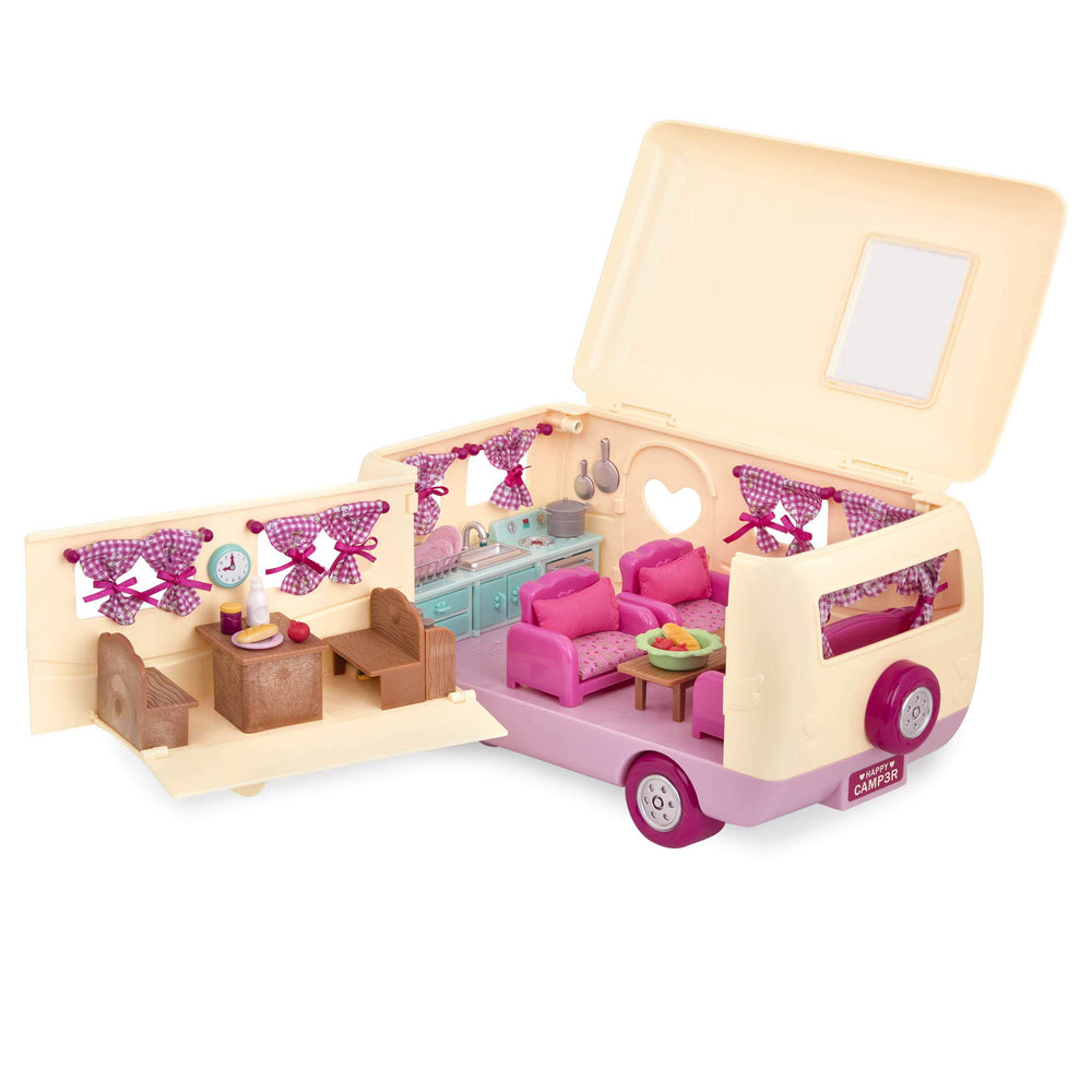 Well-equipped kitchen area with toy cookware and food