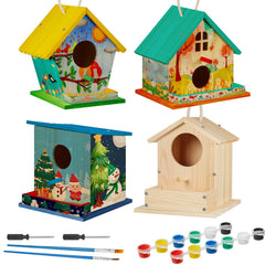 Liliful birdhouse kit in unfinished wood ready for painting and hanging