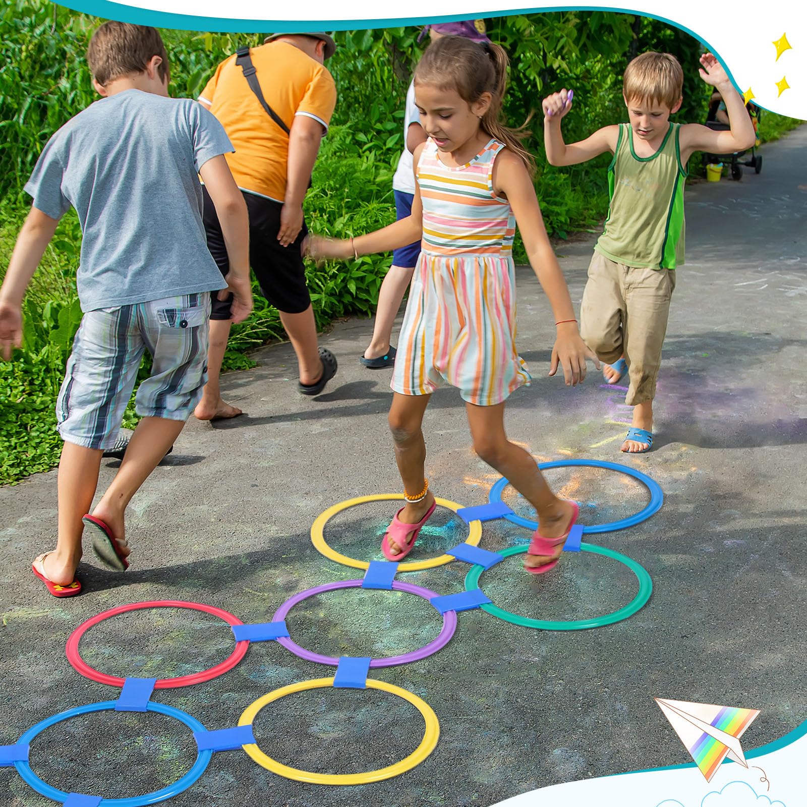 Liliful storage bags keep the hopscotch set organized and portable