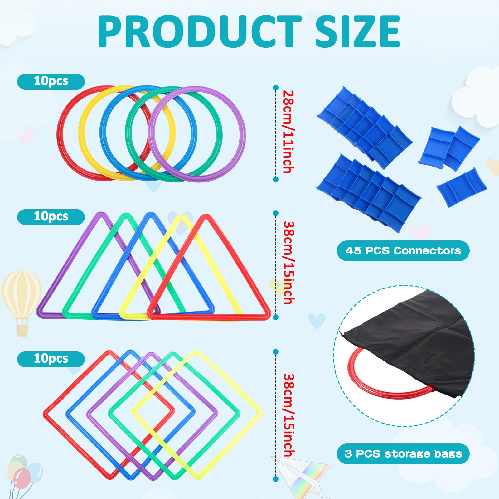 Liliful hopscotch triangles with connectors for flexible layouts