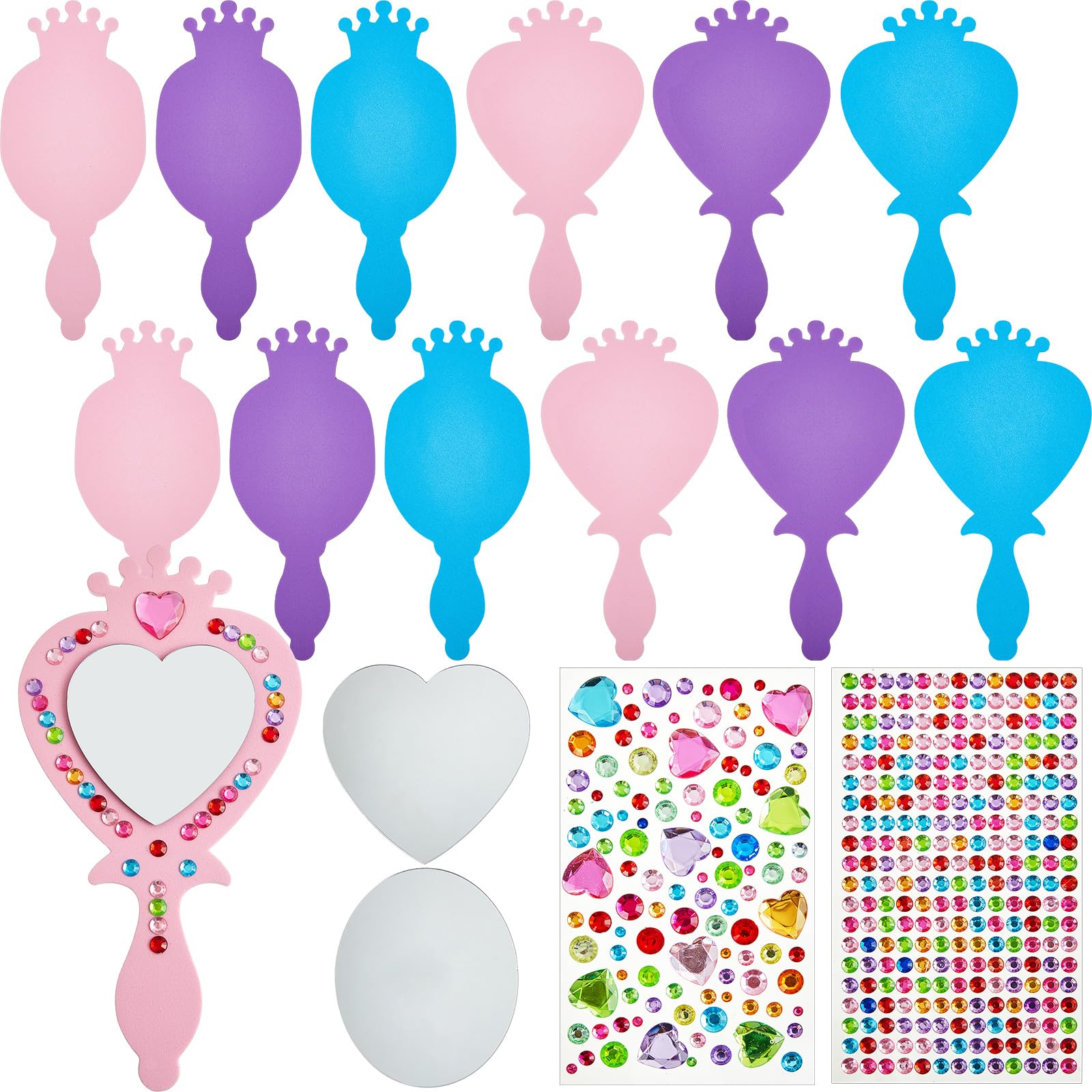 Liliful princess foam mirrors in heart and oval shapes for DIY party decor.