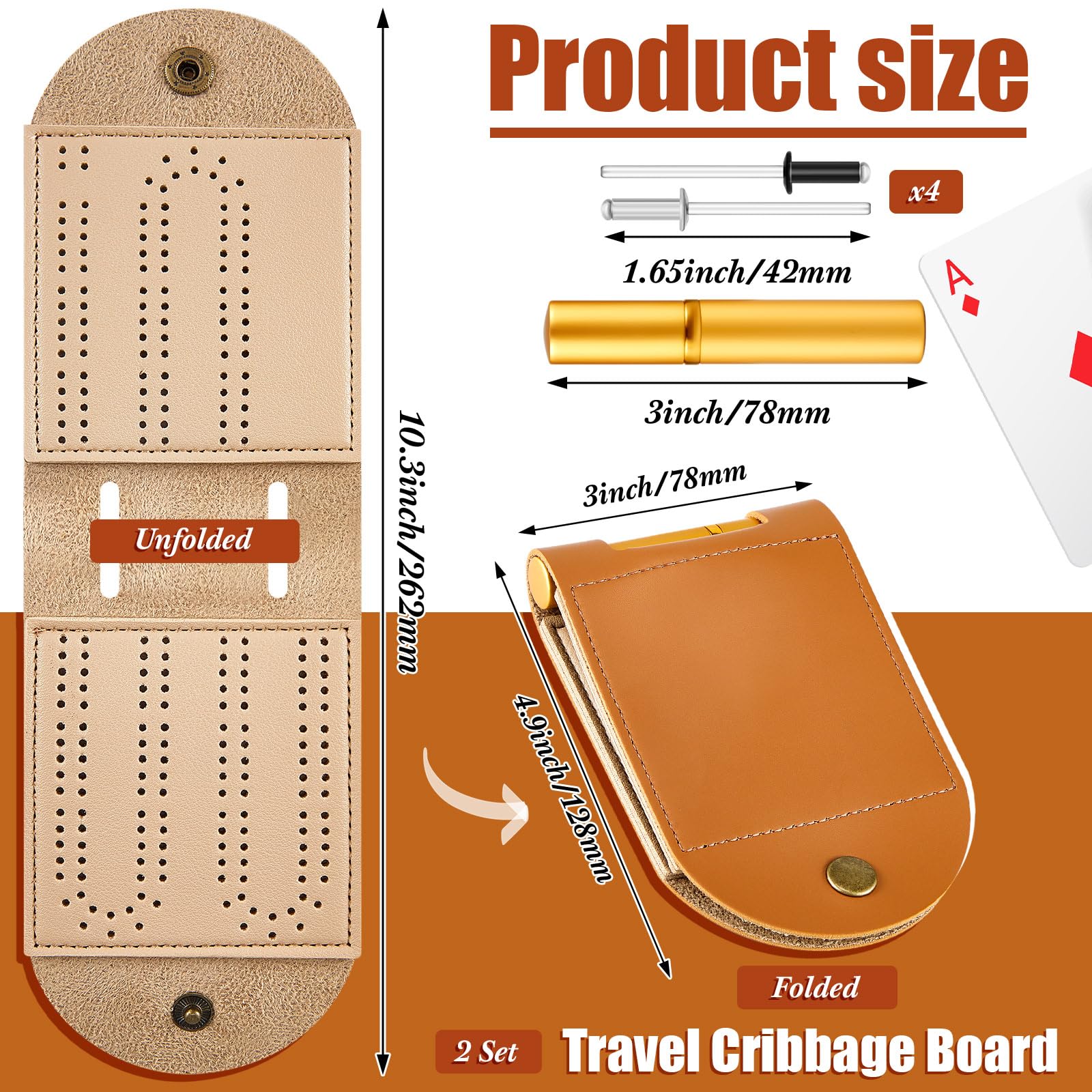Liliful travel cribbage board unfolded with ample playing space for group games