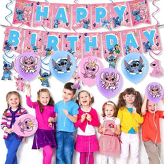 Lilo and Stitch foil balloons add vibrant accents for a celebratory scene