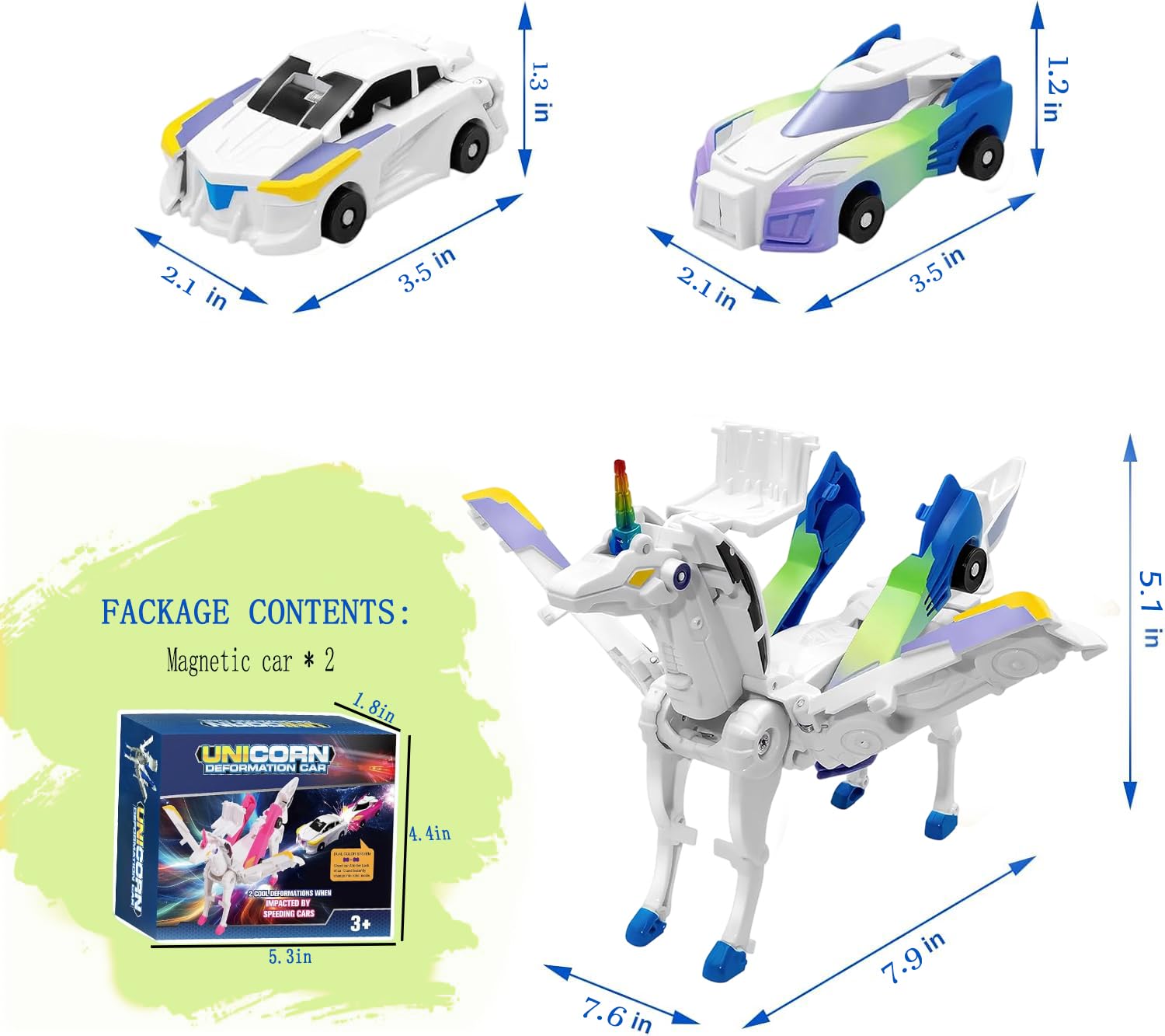 Liluwushe magnetic transforming car turning into unicorn with magnetic twist