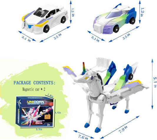 Liluwushe magnetic transforming car turning into unicorn with magnetic twist