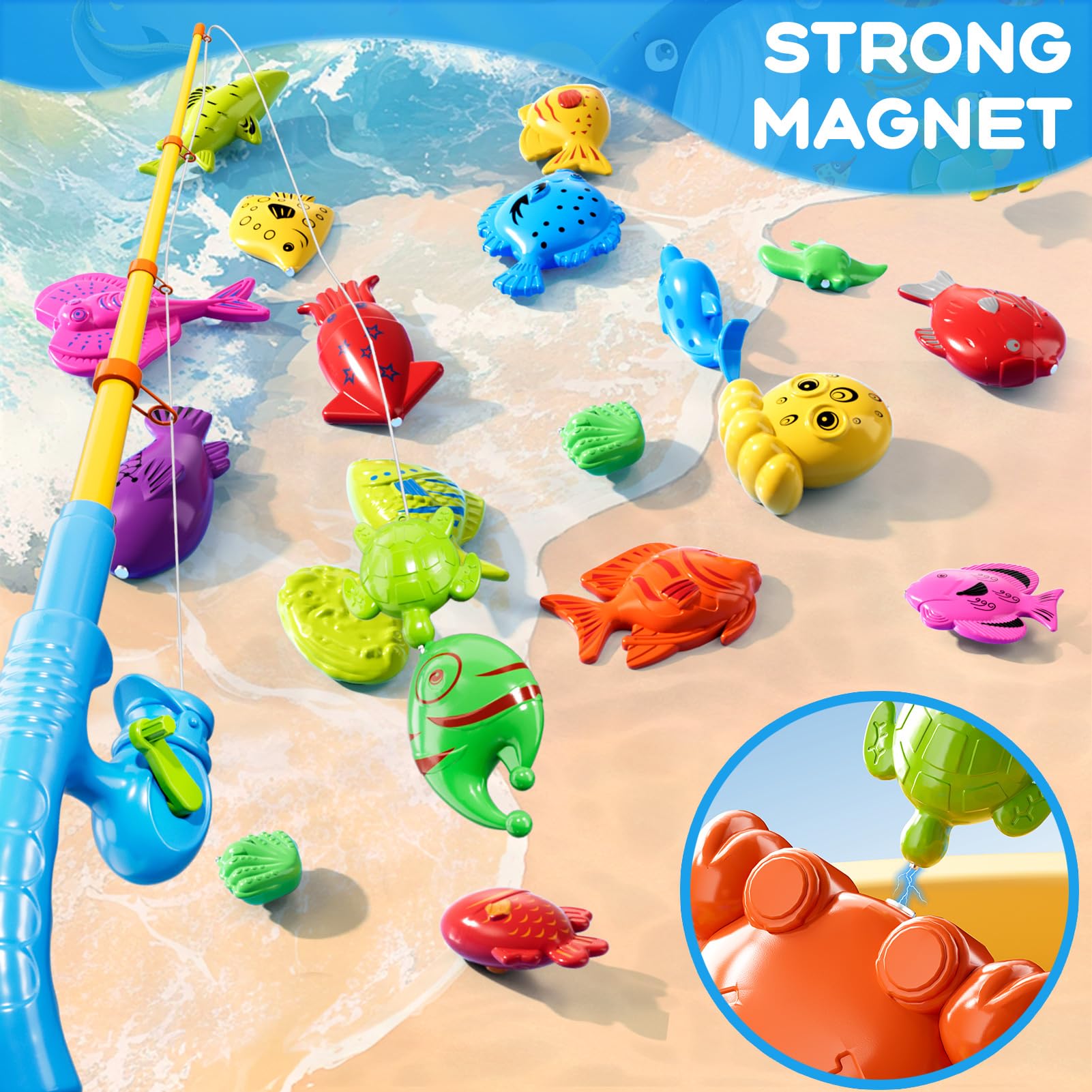 LILYBUDS magnetic fishing poles extendable for easy casting and shared fun