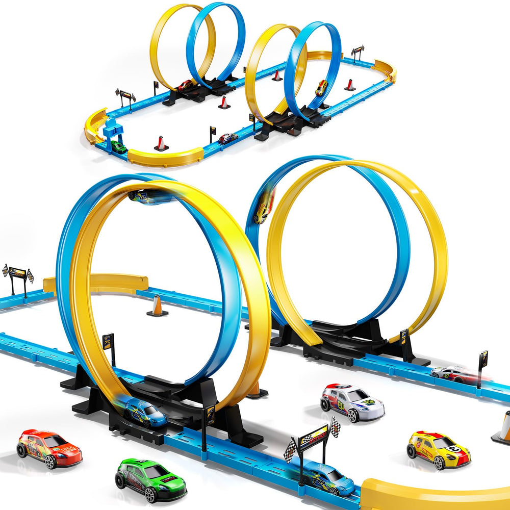 LILYBUDS four pull-back cars race at high speeds on the track.