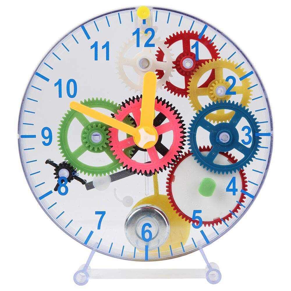 Lily's Home puzzle clock kit assembly: colorful gears for time-tinkering learning