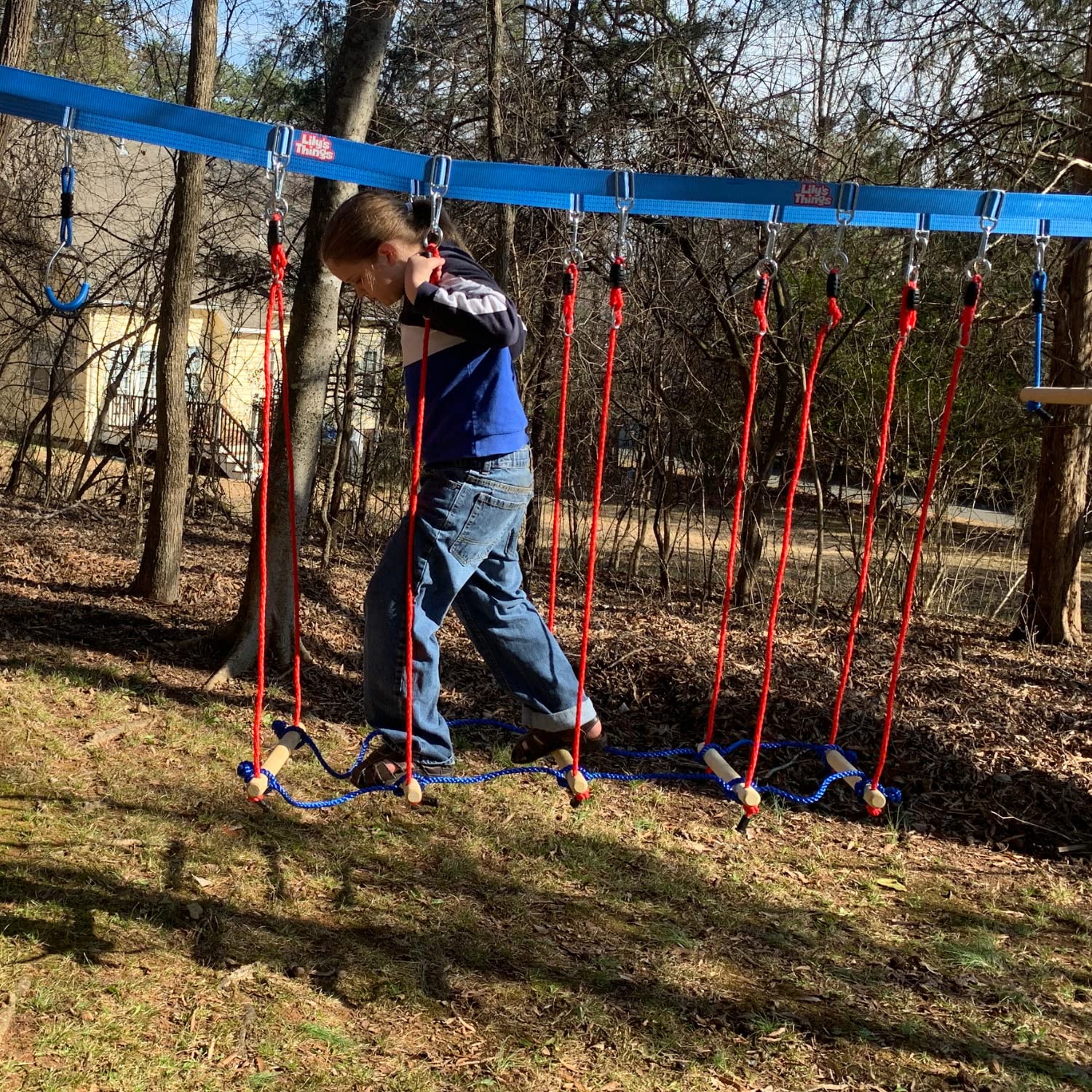Easy installation of Lily's Things Rickety Bridge with adjustable components.