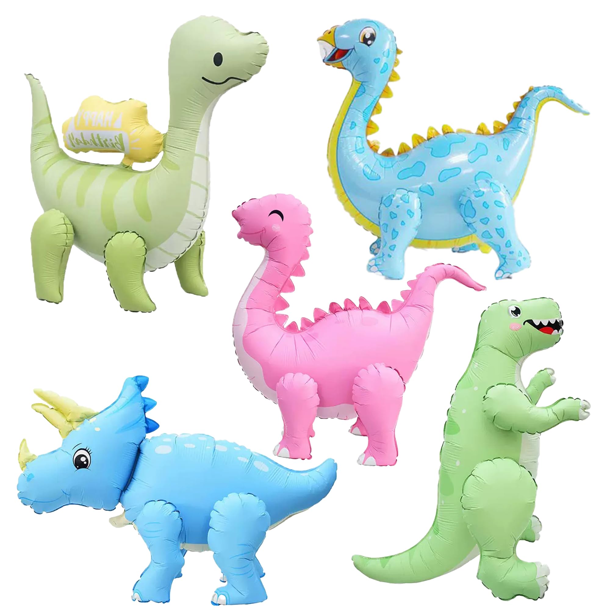 LilyZheng 3D T-Rex balloon stands upright for easy table decor.