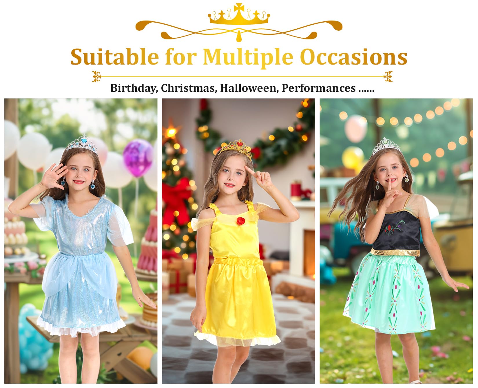 LIMIROLER gold princess crown captures an authentic fairy-tale look.
