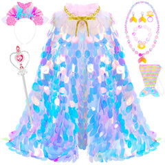 LIMIROLER rainbow mermaid cape boosts imaginative dress-up play.