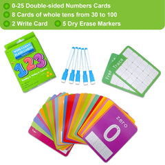 Limque five dry erase pens included for reusable practice.