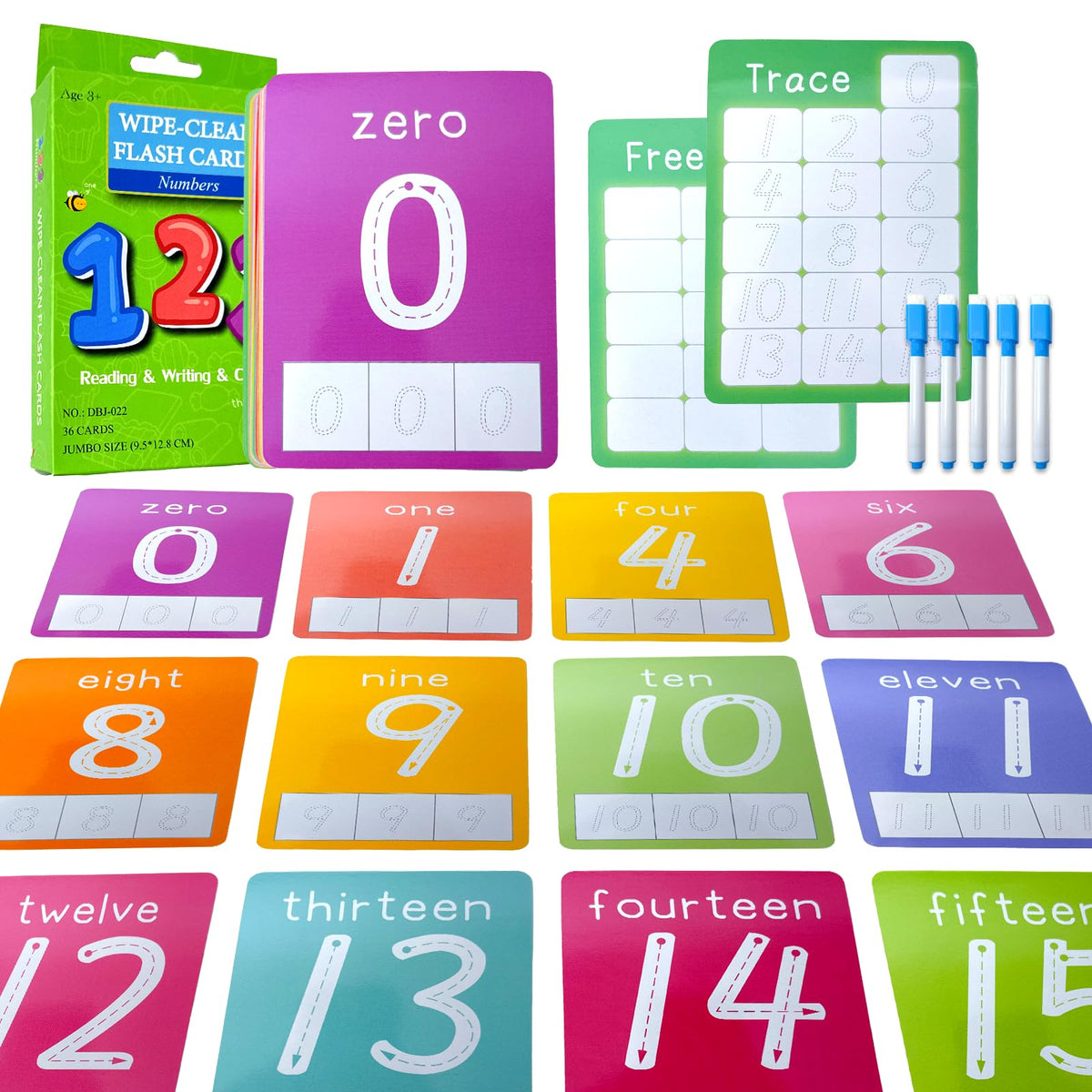 Limque number flash cards front and back for early counting learning.