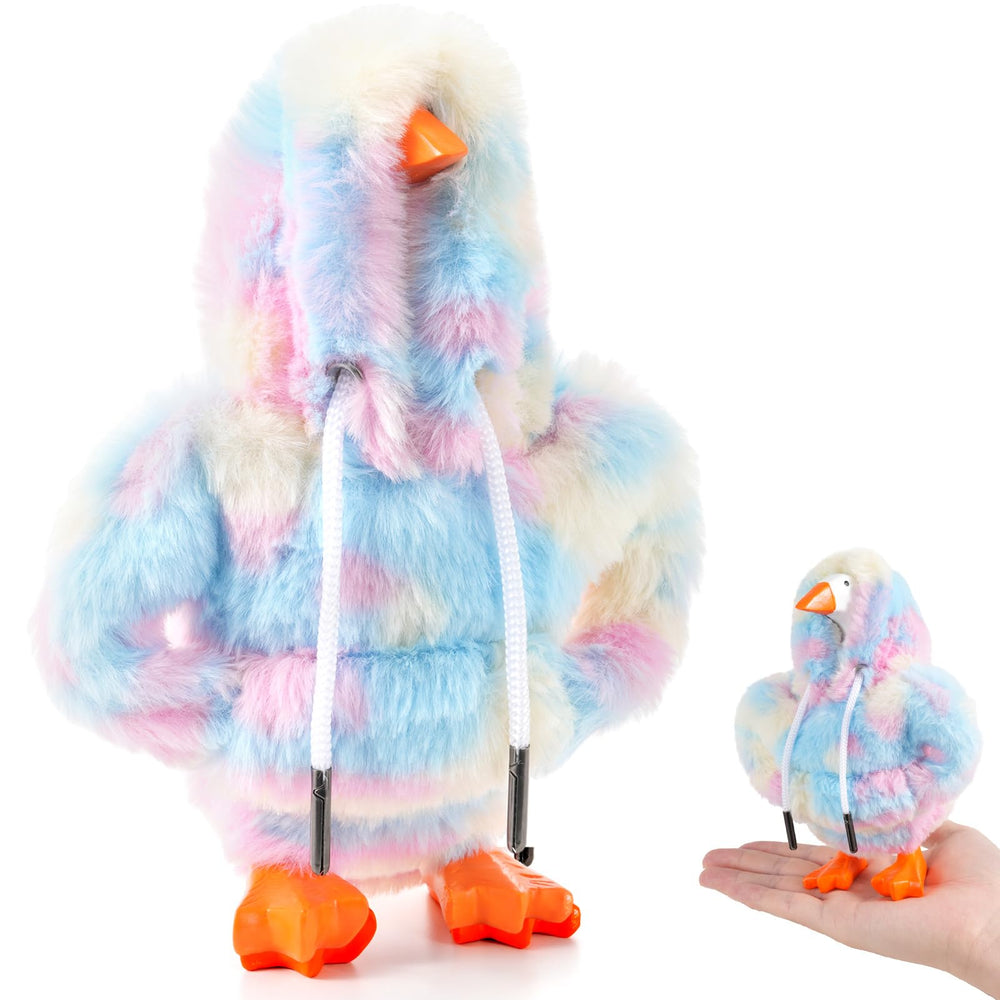 Linastu colored plush hoodie for 7-inch desk goose enhances playful desk decor