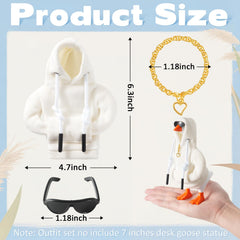 linastu black sunglasses with hoodie—adds stylish contrast for the desk goose.