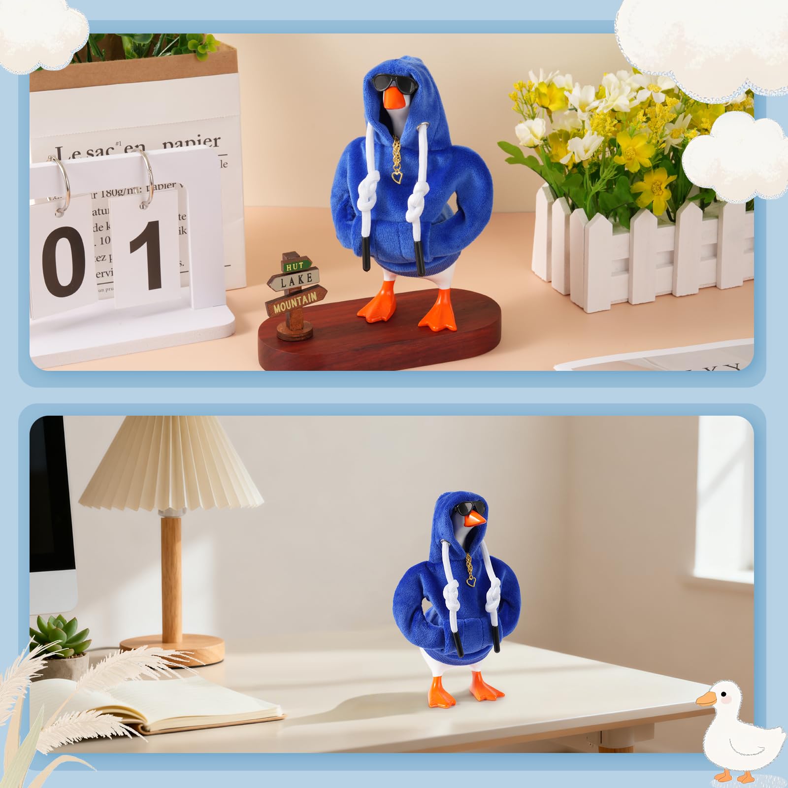 Linastu complete desk goose outfit on a 7-inch statue