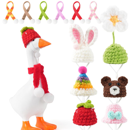 Linastu desk goose knit hats add color to your 7-inch desk display.