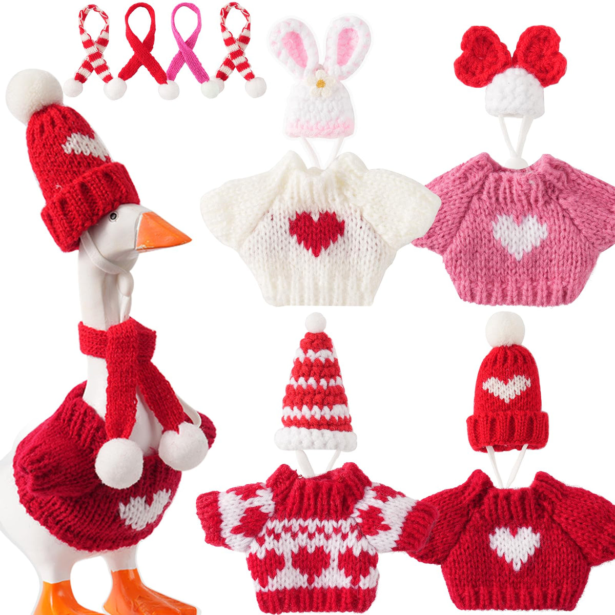 Linastu desk goose outfits on a Valentine display for vibrant workspace decor.