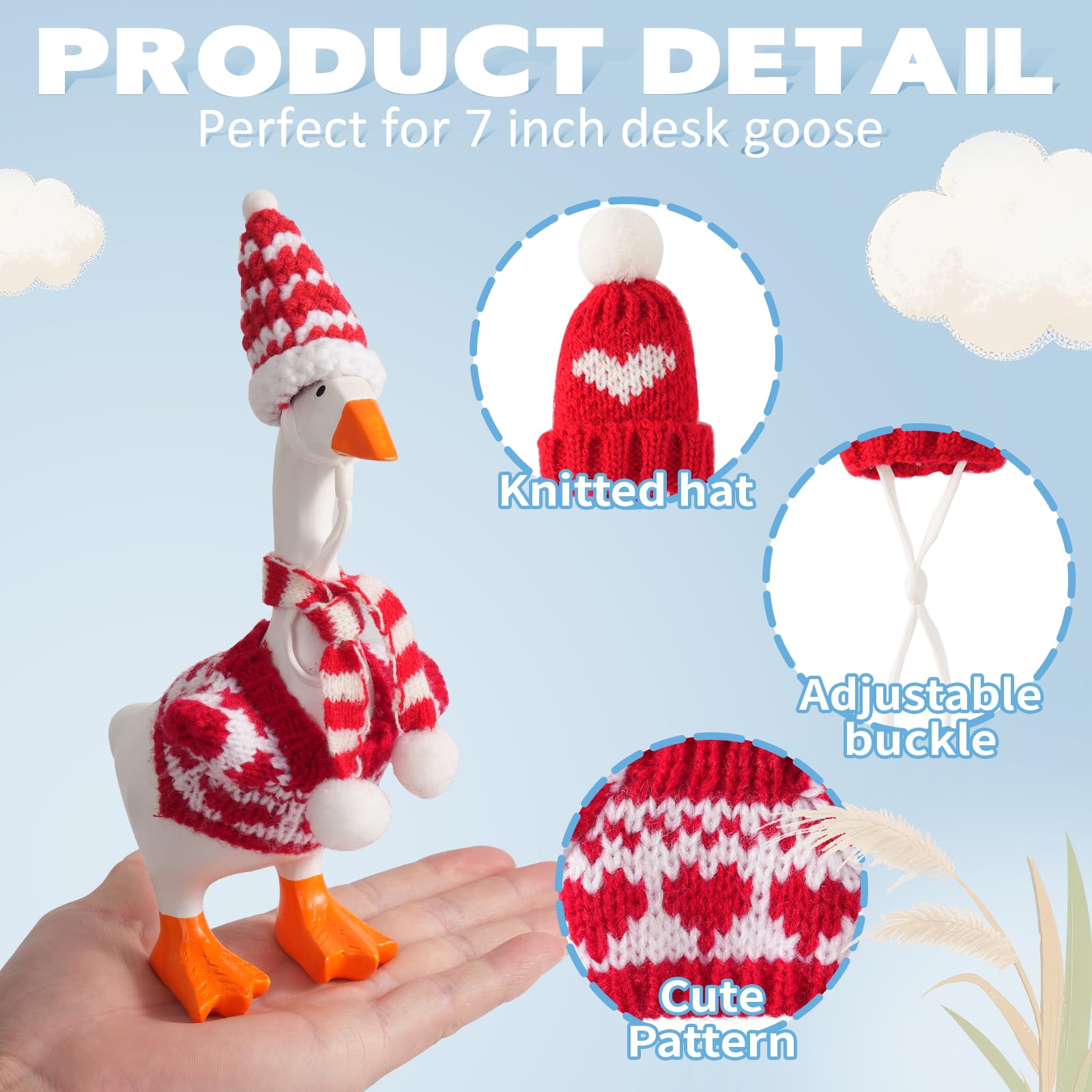 Linastu red scarf close-up adds chic festive detail to the desk goose.