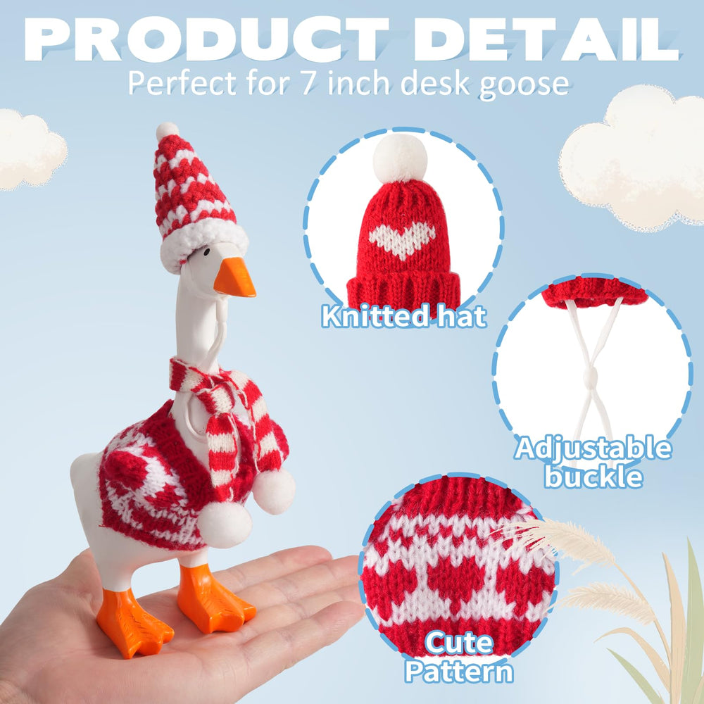 Linastu red scarf close-up adds chic festive detail to the desk goose.