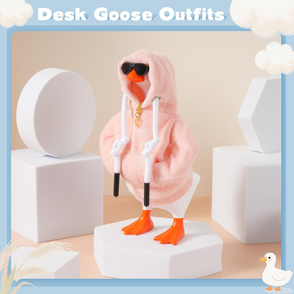 Linastu desk goose set packaging showcases the complete 3-piece dress-up kit