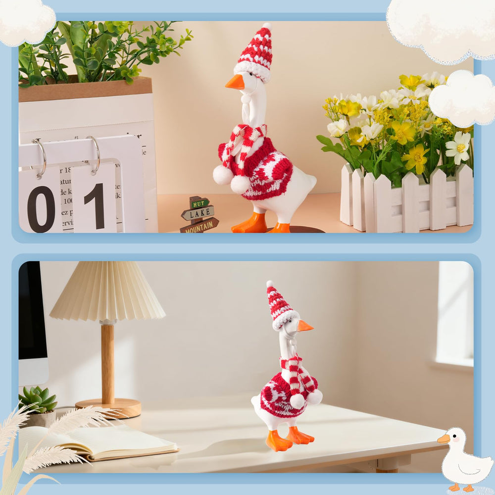Linastu magnetic goose statue wearing outfits enhances desk charm and personality.