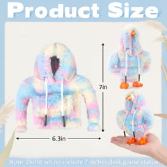 Linastu soft plush hoodie material keeps your mini desk goose cozy