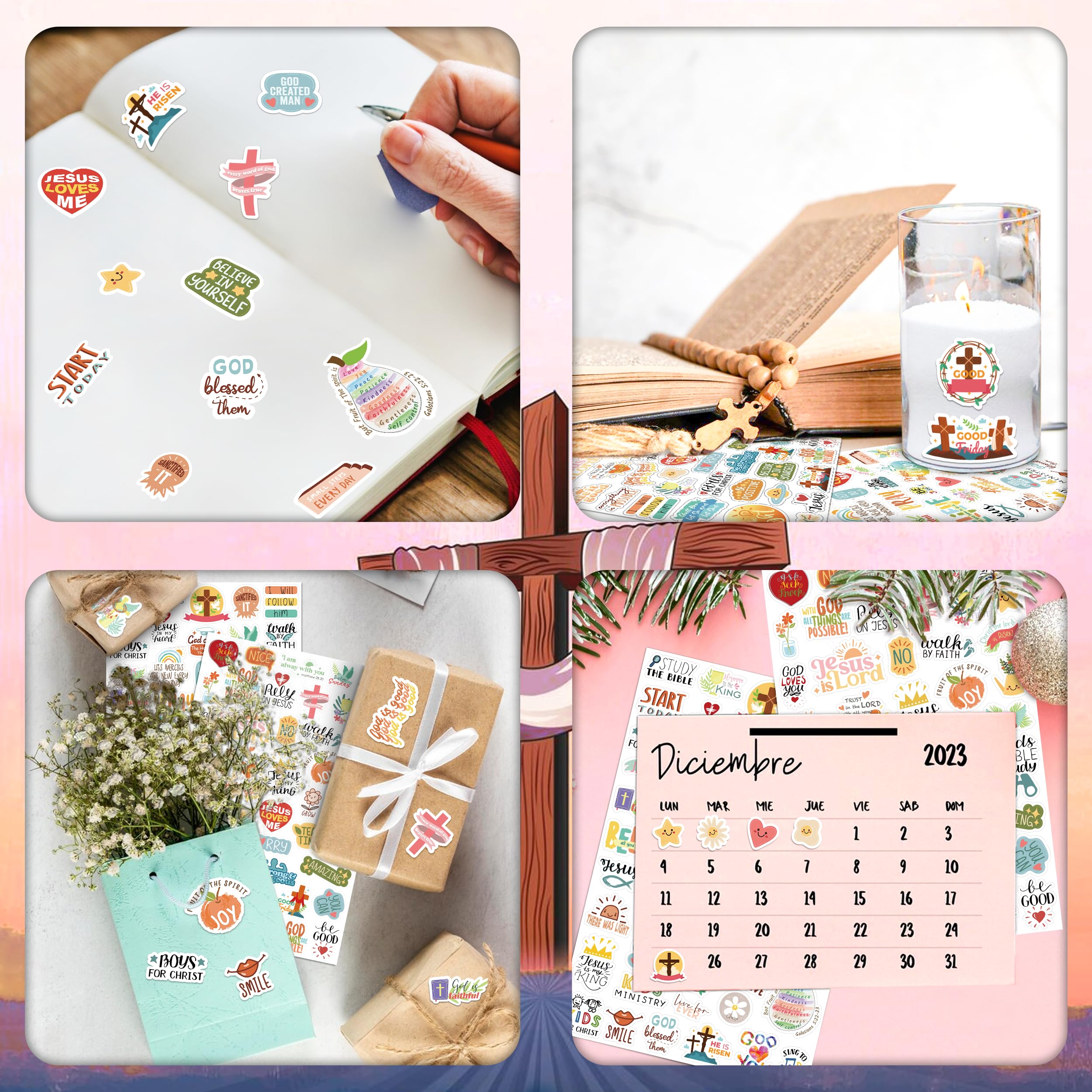 LINAYE Bible verse stickers assorted designs brighten cards and gifts.