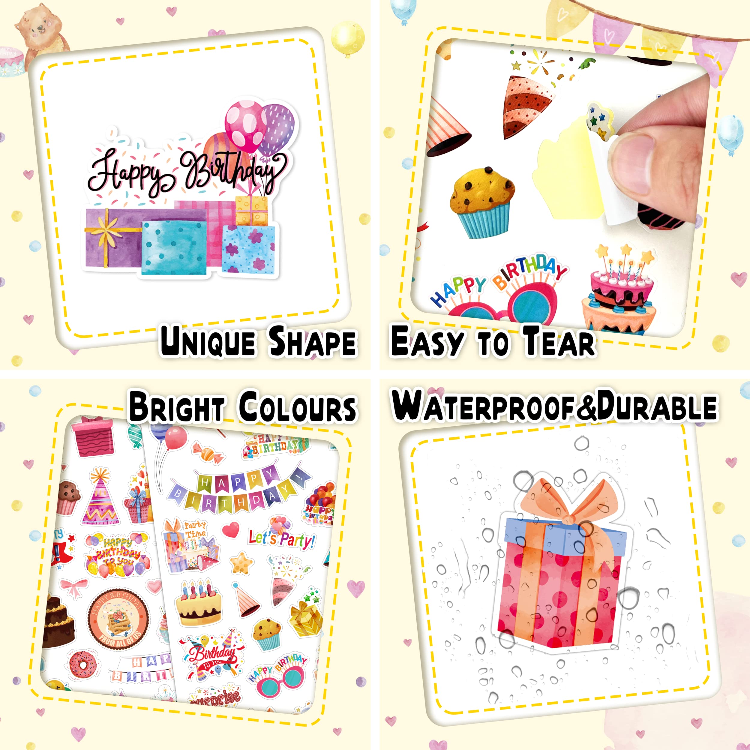 LINAYE bulk birthday stickers pack ideal for events
