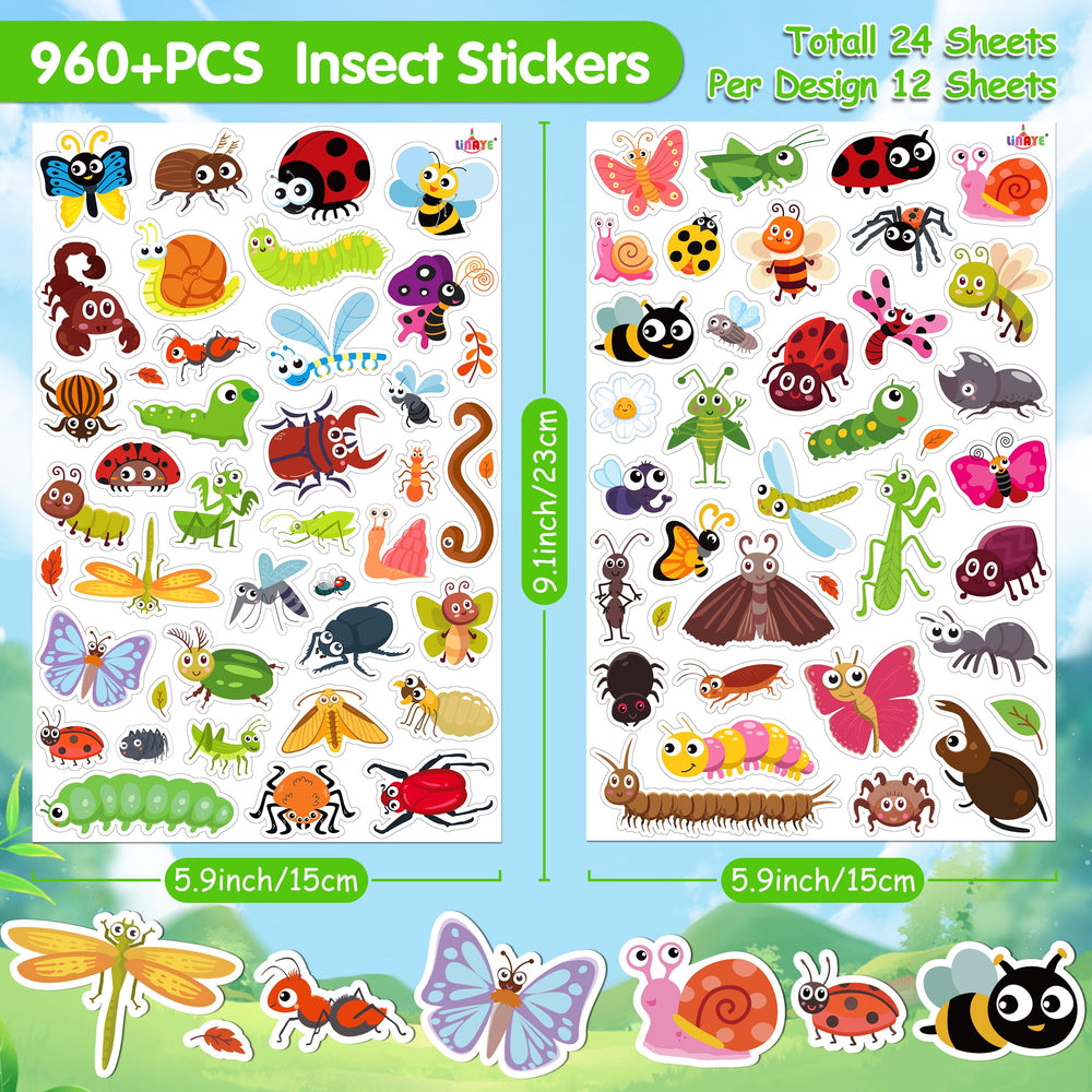 Butterflies and bees designs from LINAYE stickers, perfect for decorating water bottles.